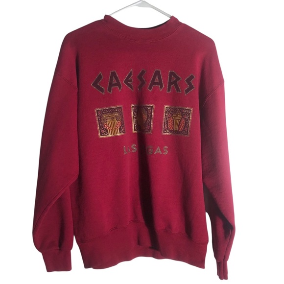 Caesars Palace vintage 80’s maroon crew neck sweatshirt Sz Medium - Picture 1 of 4